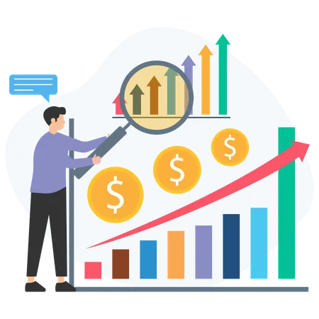 Empresário analisando gráfico financeiro  Ilustração