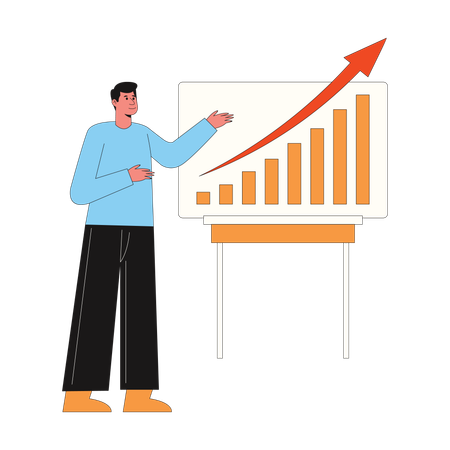 Empresário analisando gráfico de crescimento  Ilustração