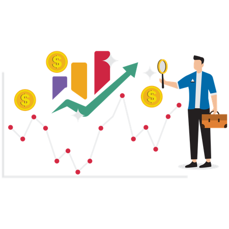 Empresário analisando gráfico de negócios  Ilustração