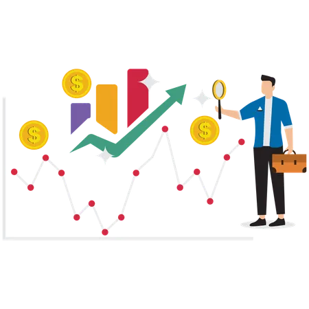 Empresário analisando gráfico de negócios  Ilustração