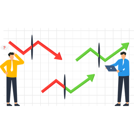 Empresário analisando gráfico do mercado de ações  Ilustração