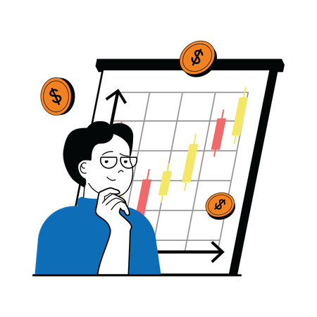 Empresário analisando gráfico financeiro  Ilustração