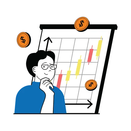 Empresário analisando gráfico financeiro  Ilustração