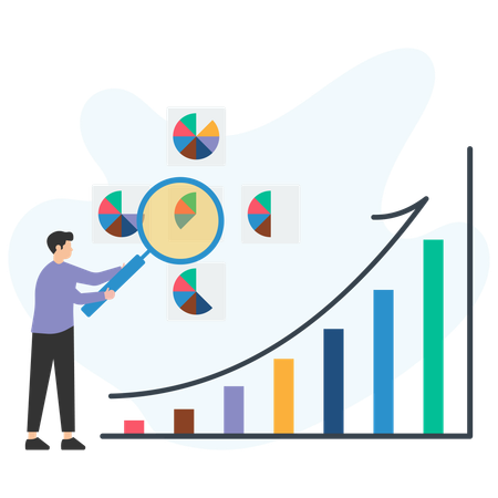 Empresário analisando o mercado de negócios  Ilustração