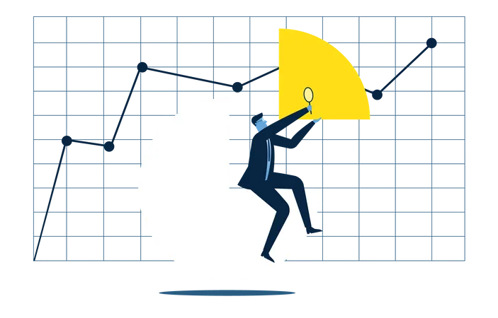 Empresário analisando o crescimento do negócio  Ilustração