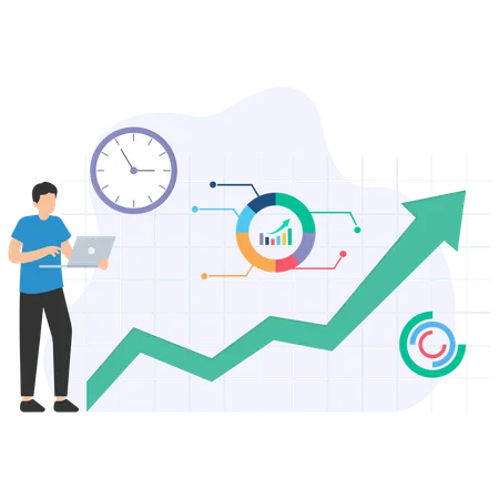 Empresário analisando relatório de negócios  Ilustração