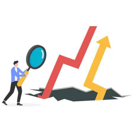 Empresário analisando tendências de negócios  Ilustração