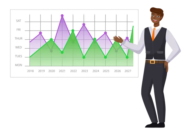 Relatório digital de análise do empresário com dados  Ilustração