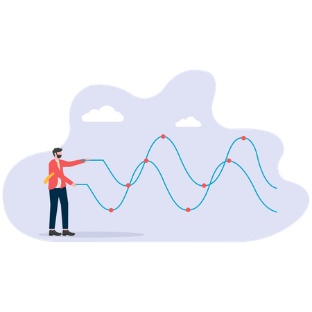 Empresario analizando gráficos de datos  Ilustración