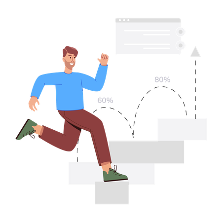 Hombre de negocios analizando el gráfico de progreso empresarial  Ilustración