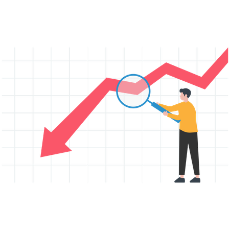 Empresario analiza el gráfico de barras decreciente  Ilustración