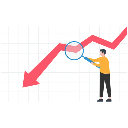 Empresario analiza el gráfico de barras decreciente  Ilustración