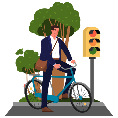 Empresário andando de bicicleta  Ilustração