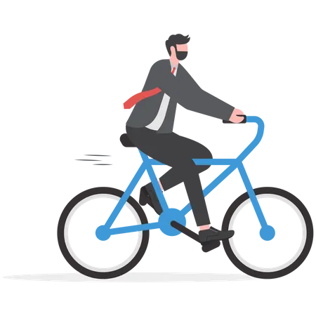 Empresário andando de bicicleta  Ilustração