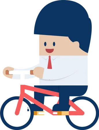 Empresário andando de bicicleta para o trabalho  Ilustração