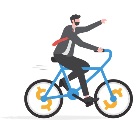 Empresário andando de bicicleta para o sucesso nos negócios  Ilustração