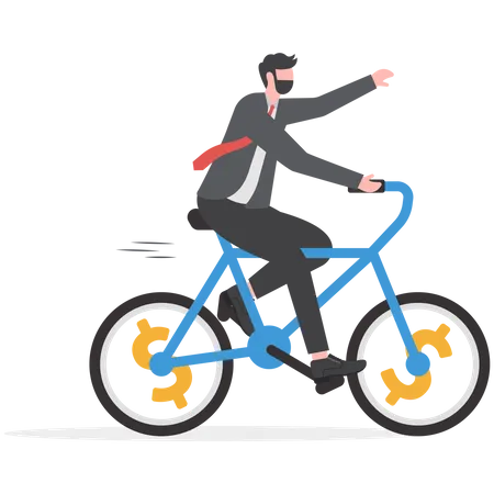 Empresário andando de bicicleta para o sucesso nos negócios  Ilustração