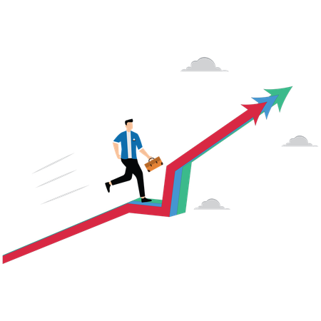 Empresário anda devagar na seta de consistência constante  Ilustração