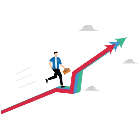 Empresário anda devagar na seta de consistência constante  Ilustração