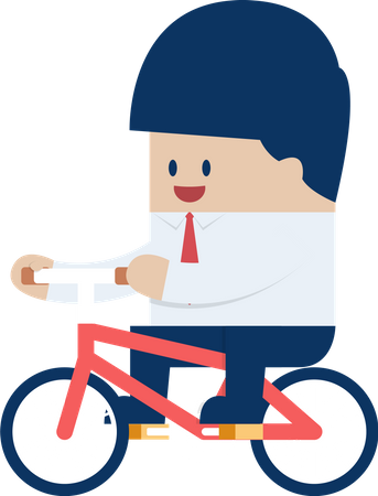 Empresario andando en bicicleta al trabajo  Ilustración