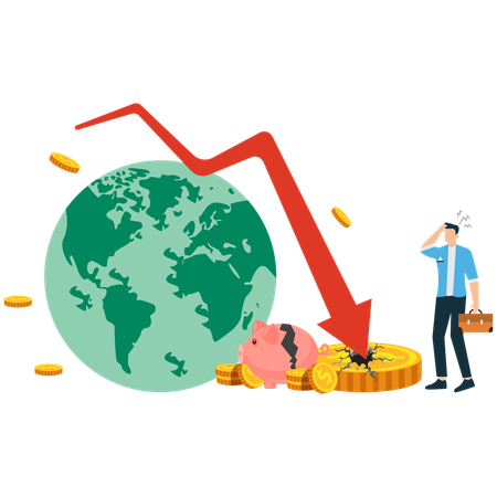 Empresario ante la crisis económica mundial  Ilustración