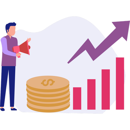 Empresario anuncia datos gráficos  Ilustración