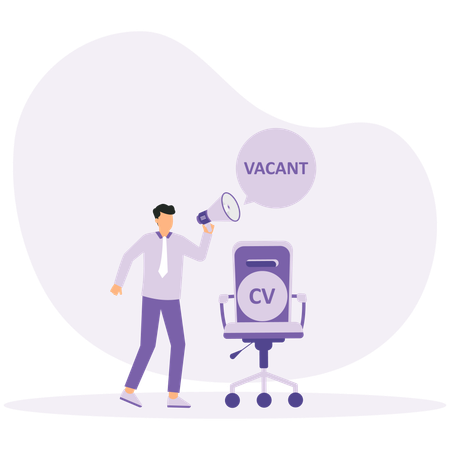 Empresário anunciando vaga de emprego  Ilustração