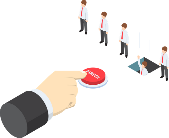 Empresário apertando botão disparado  Ilustração