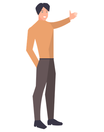 Empresário apontando com a mão e mostrando algo  Ilustração