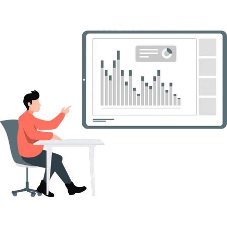 Empresário apontando gráfico de crescimento de negócios  Ilustração