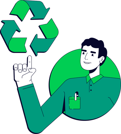 Empresário apontando para o símbolo de reciclagem  Ilustração
