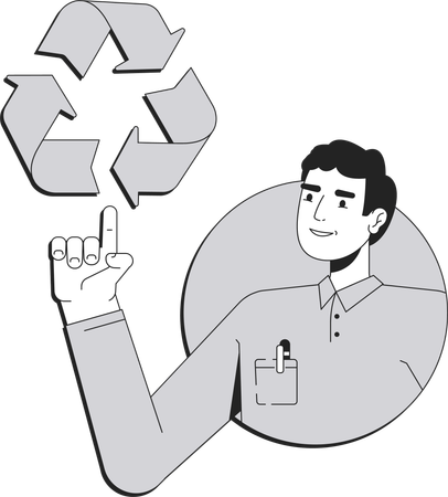 Empresário apontando para o símbolo de reciclagem  Ilustração