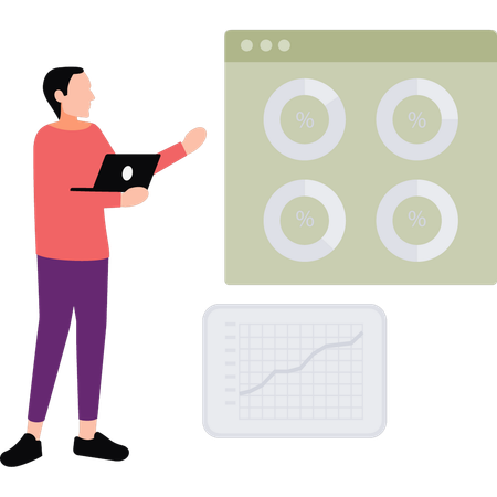 Empresário apresenta dados financeiros  Ilustração