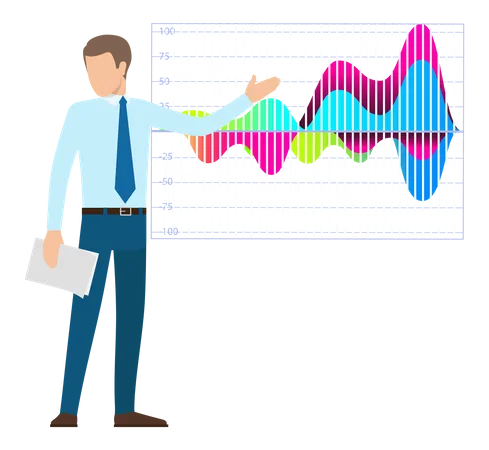 Empresário apresentando dados estatísticos de negócios  Ilustração