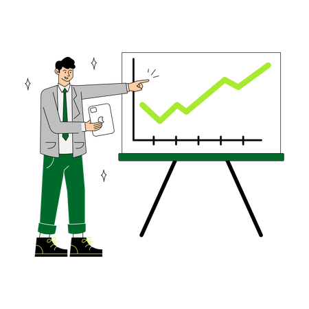 Empresário apresentando gráfico de crescimento  Ilustração