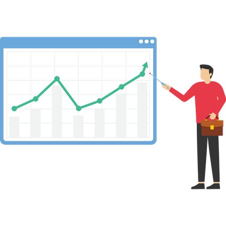 Empresário apresentando gráfico de desempenho superior  Ilustração