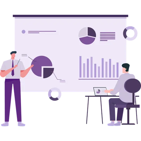 Empresário apresentando sobre as metas de negócios da empresa  Ilustração