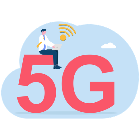 Empresário aproveitando a internet 5G  Illustration