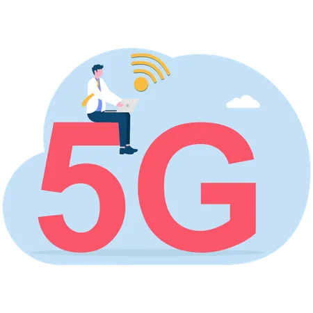 Empresário aproveitando a internet 5G  Illustration