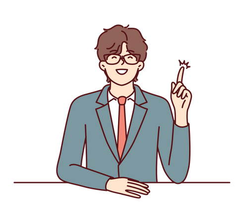 Empresario apuntando hacia arriba  Ilustración