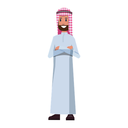 Empresario árabe de brazos cruzados  Ilustración