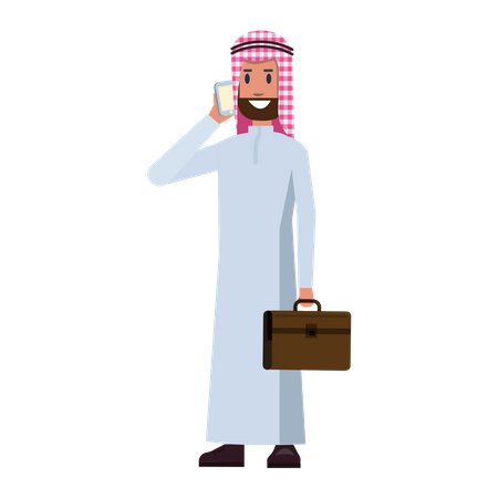 Empresario árabe tomando el móvil  Ilustración