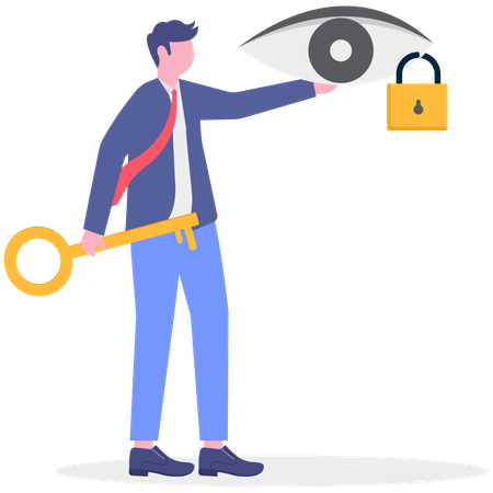 El empresario protege sus datos confidenciales  Ilustración