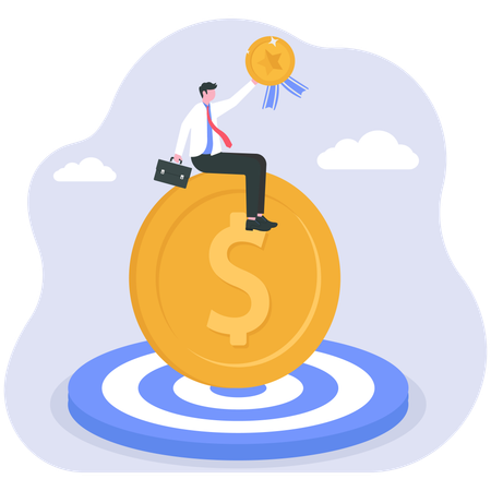 Empresário atingindo meta financeira  Ilustração