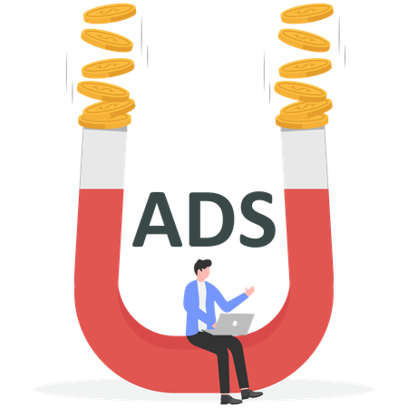 Empresário atrai anúncios para assinatura de vídeo  Ilustração