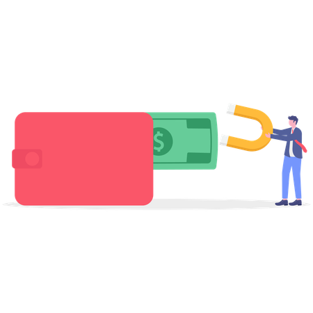 Empresário atraindo dinheiro  Ilustração