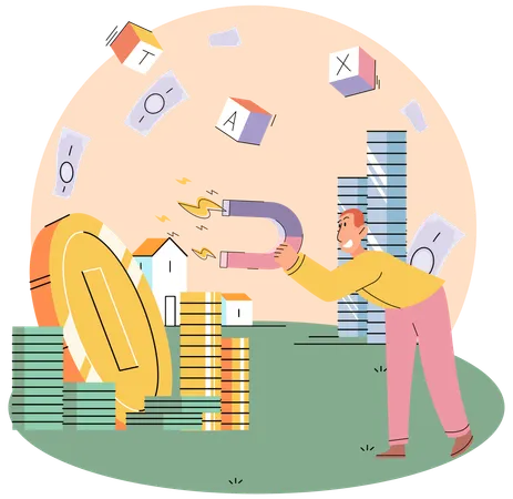 Empresário atrai e economiza dinheiro com ímã gigante  Ilustração