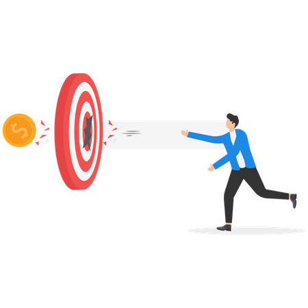 Objetivo empresarial innovador del hombre de negocios  Ilustración