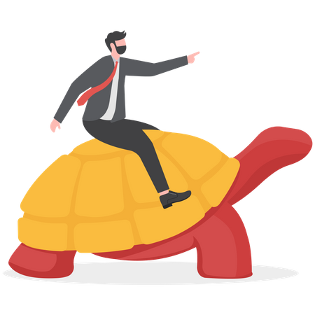 Empresario avanzando con velocidad de tortuga  Ilustración