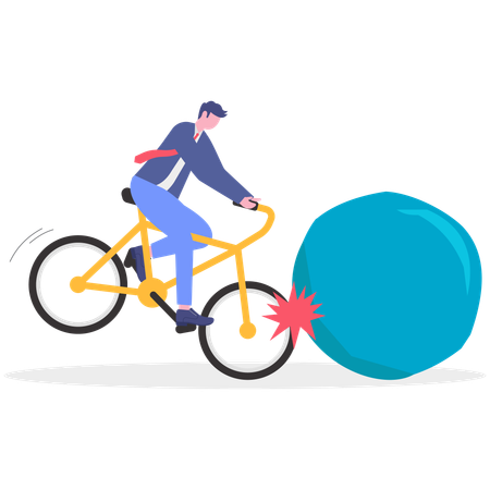 Empresário bate em bicicleta  Ilustração